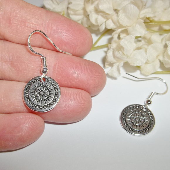 Modern Mandala Earrings Boho Bohemian Dangle 1563 - Picture 3 of 6